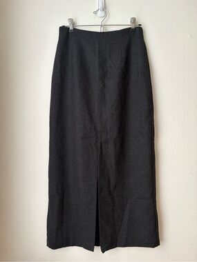 Classic Grey Wool Long Straight Skirt